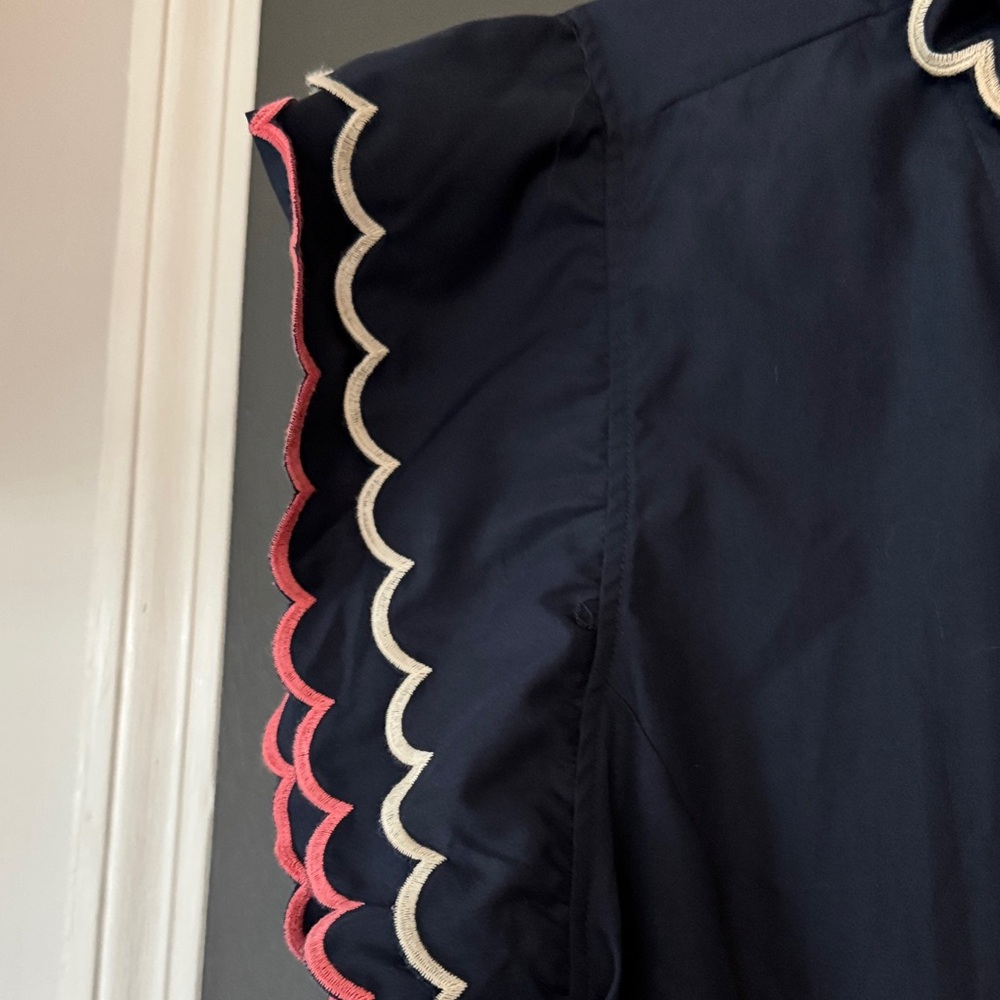 Umgee Navy Dress with Pink and White Trim size Large - Picture 3 of 6